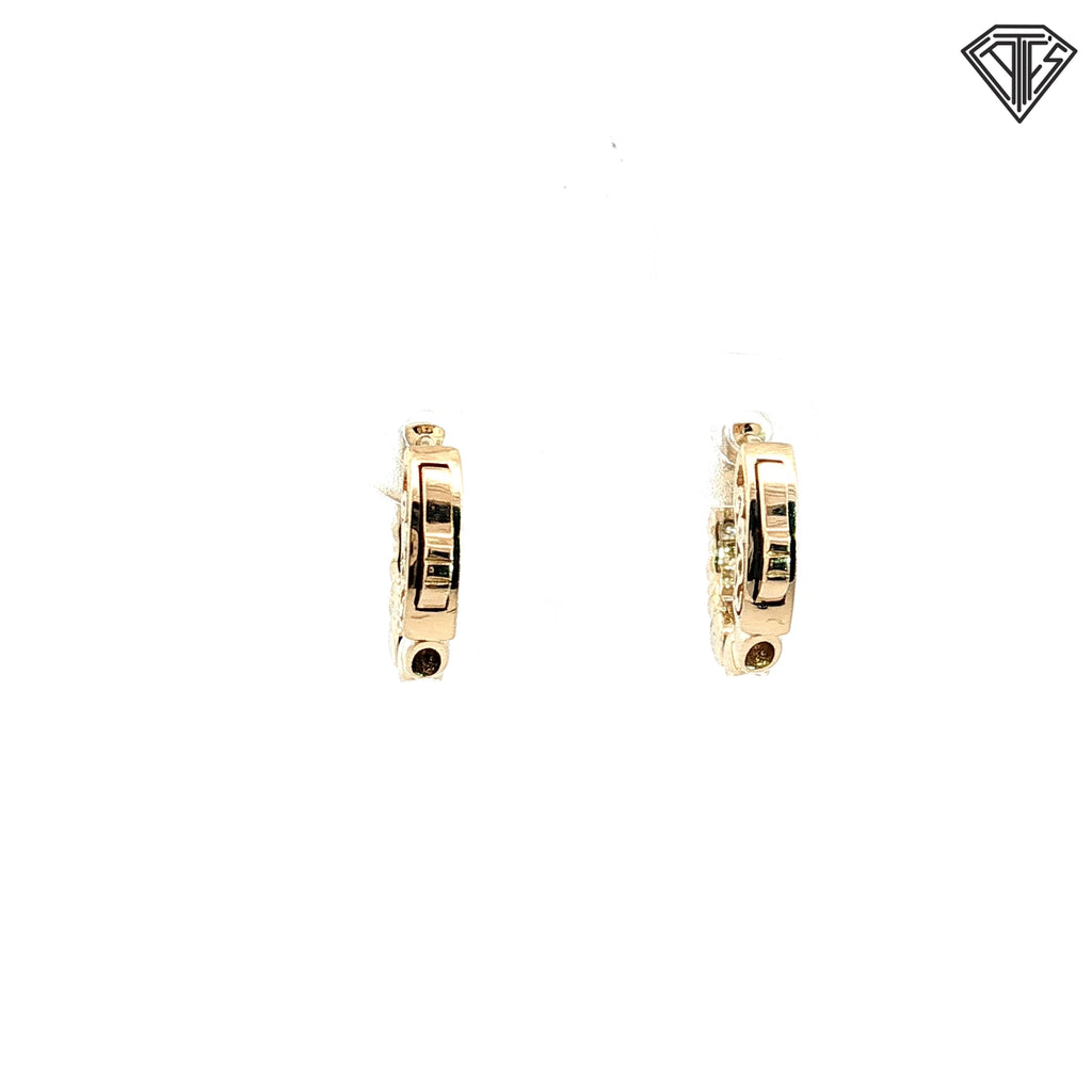 14k White and Yellow Gold .45ct G VS2 (5) Round Diamond Huggie Hoops 3/8"inch