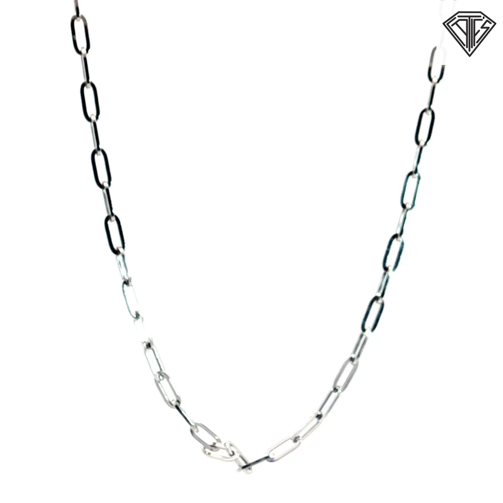 14k White Gold Medium Paper Clip Link Necklace 18"inch 4.4 gram