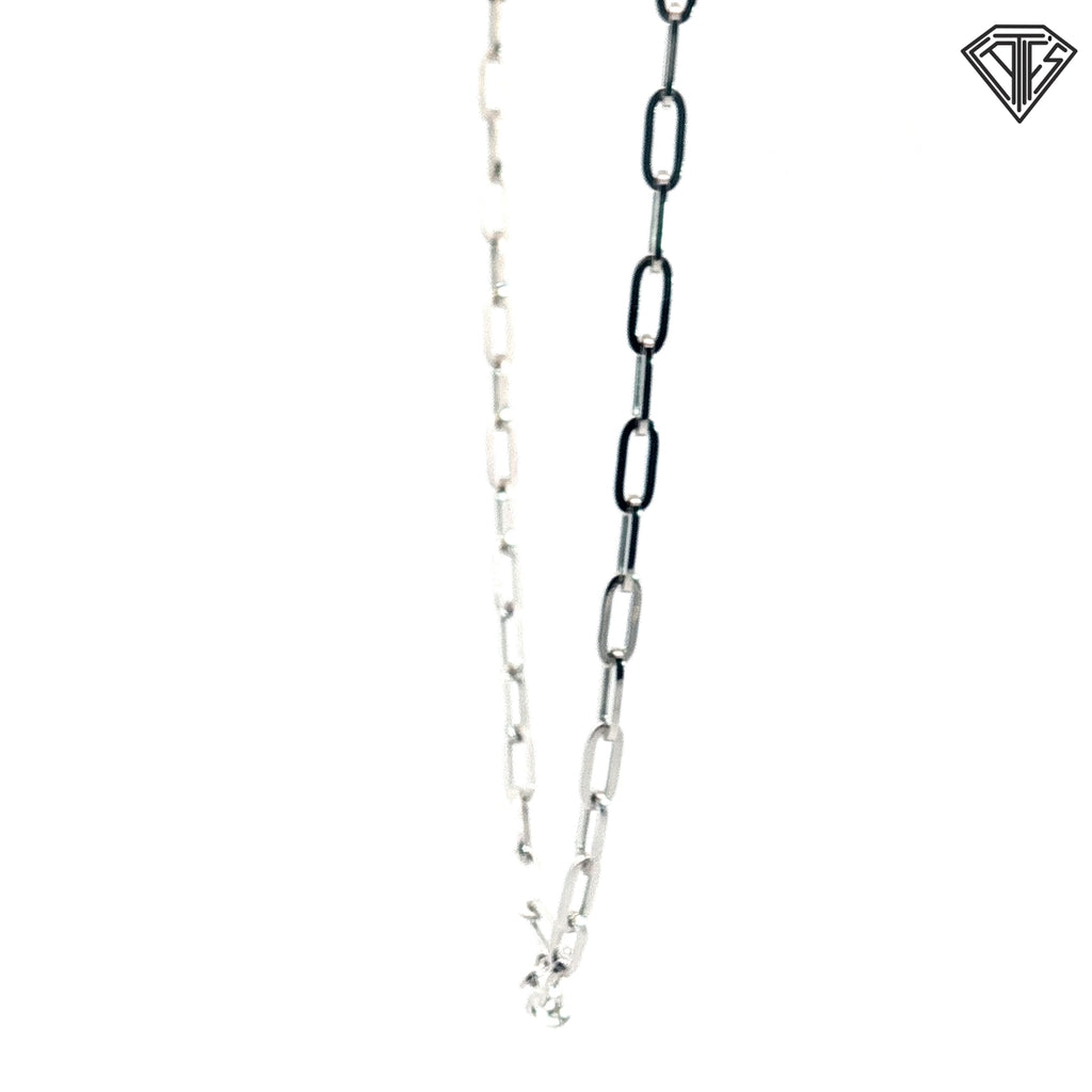 14k White Gold Medium Paper Clip Link Necklace 18"inch 4.4 gram