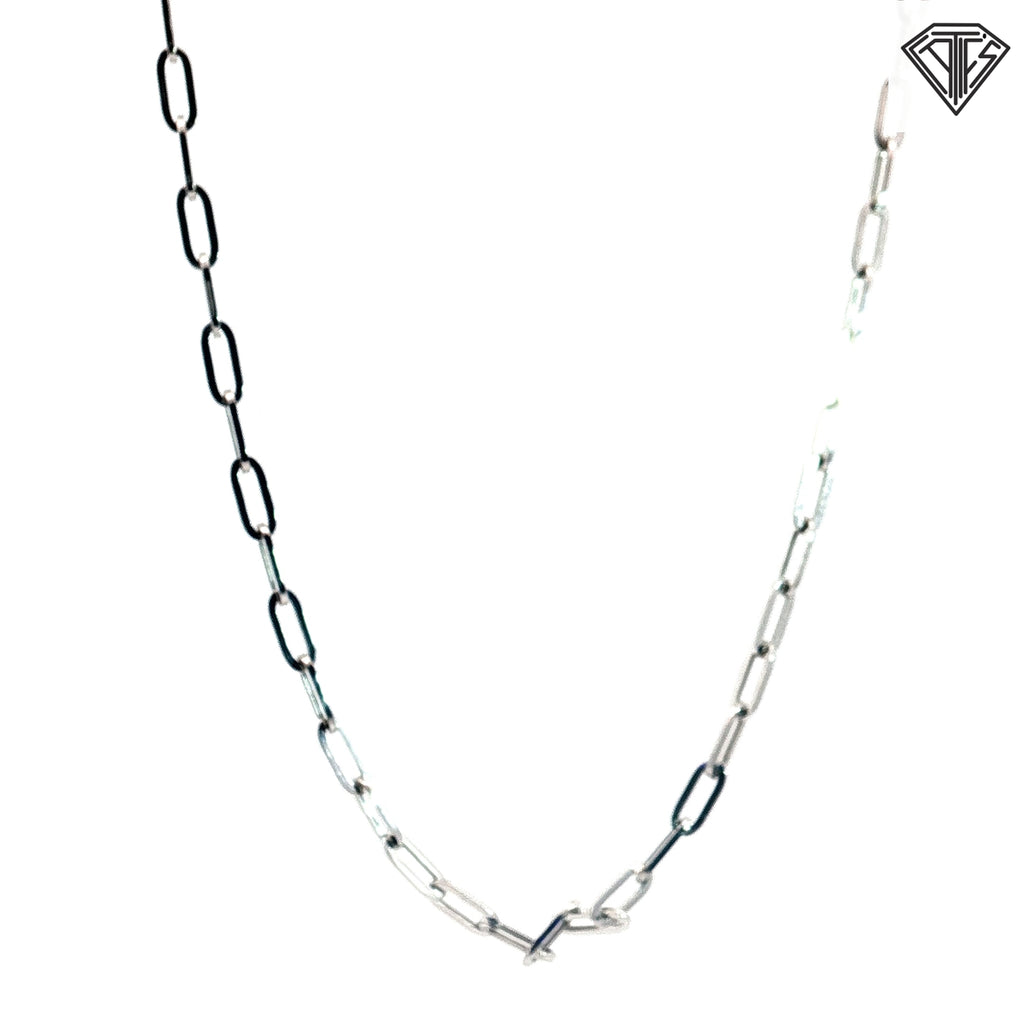 14k White Gold Medium Paper Clip Link Necklace 18"inch 4.4 gram
