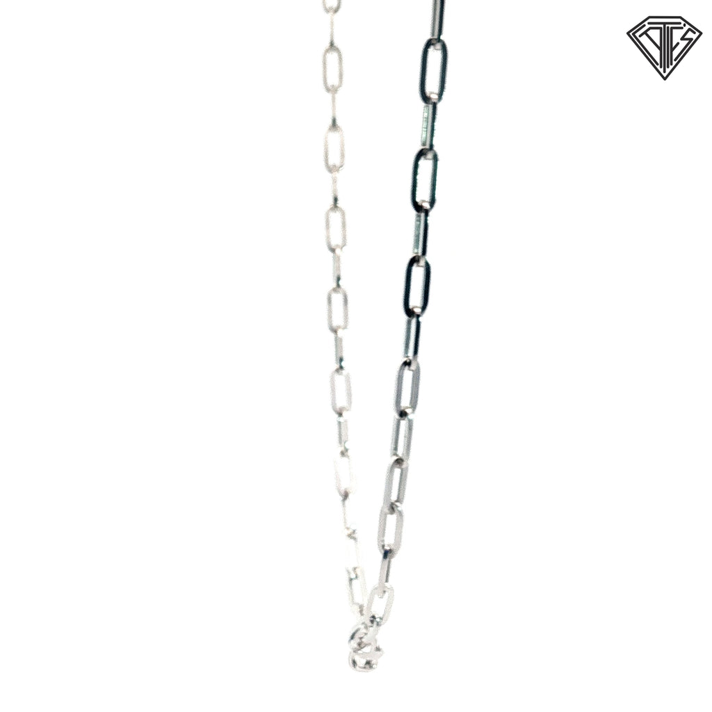 14k White Gold Medium Paper Clip Link Necklace 18"inch 4.4 gram