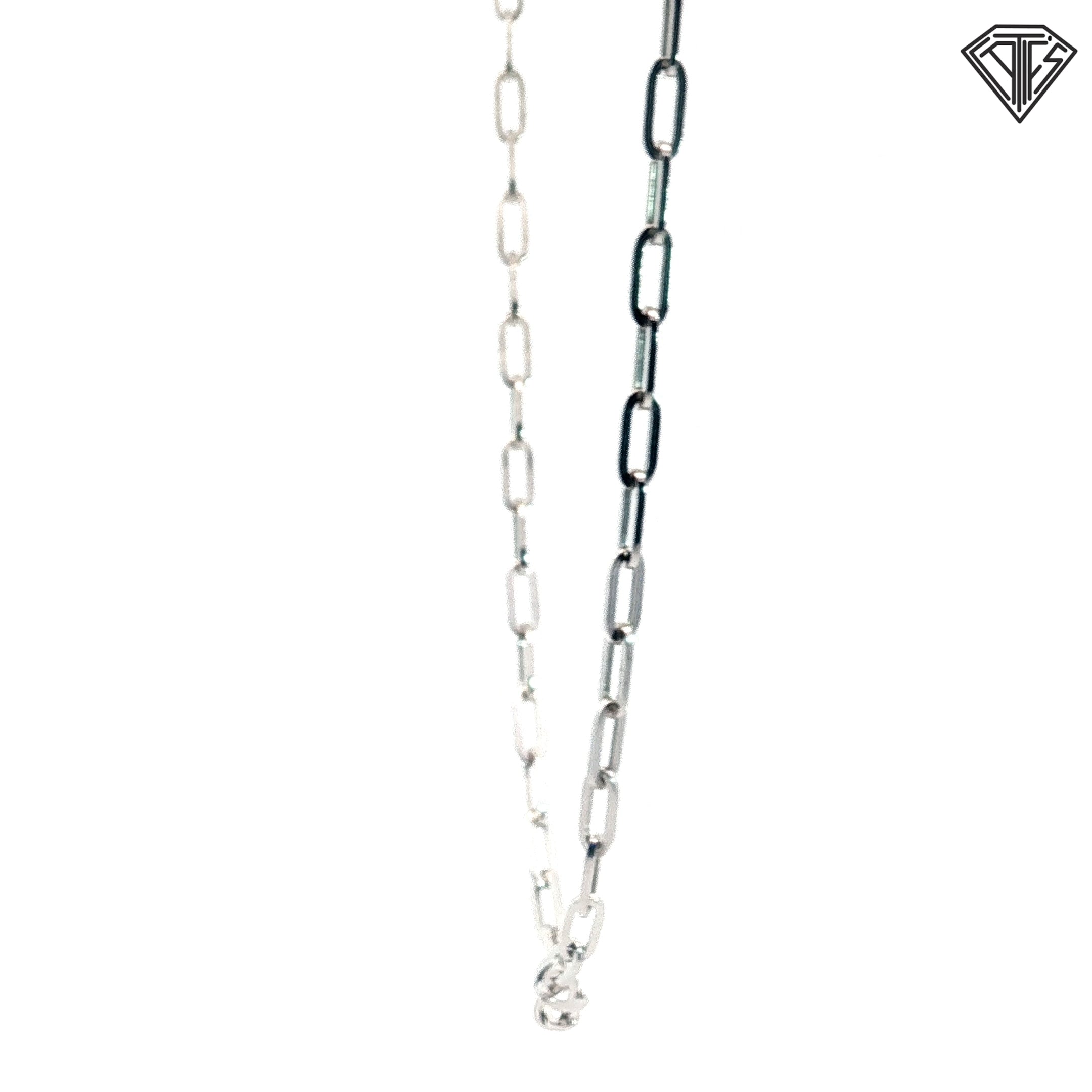 14k White Gold Medium Paper Clip Link Necklace 18"inch 4.4 gram