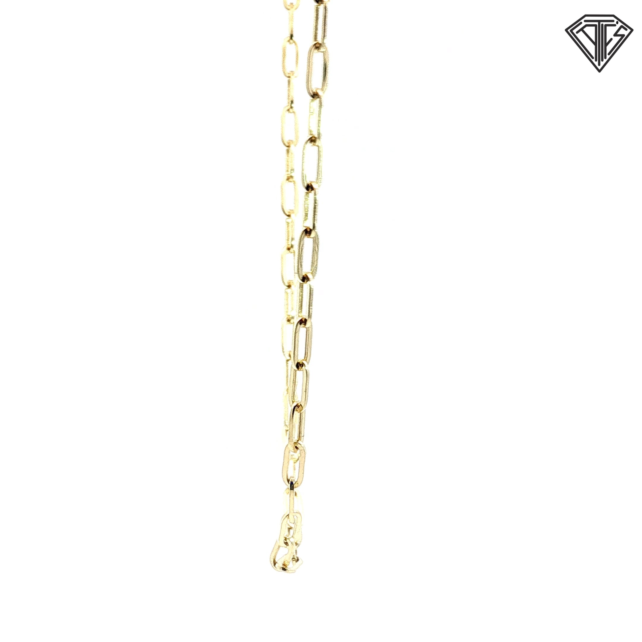 14k White and Yellow Gold Medium Link Paper Clip Link Bracelet 8"inch 2.2 gram