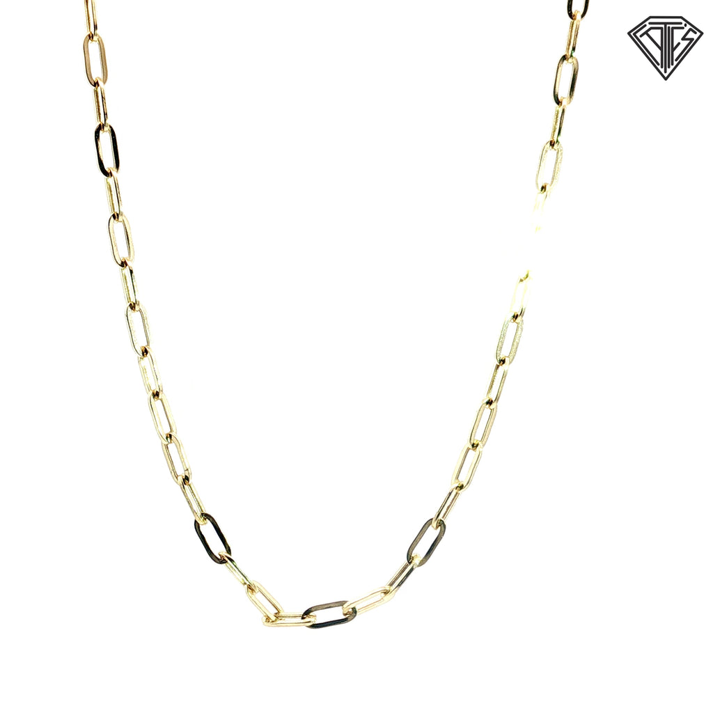 14k White and Yellow Gold Medium Paper Clip Link Necklace 20"inch 4.8 gram