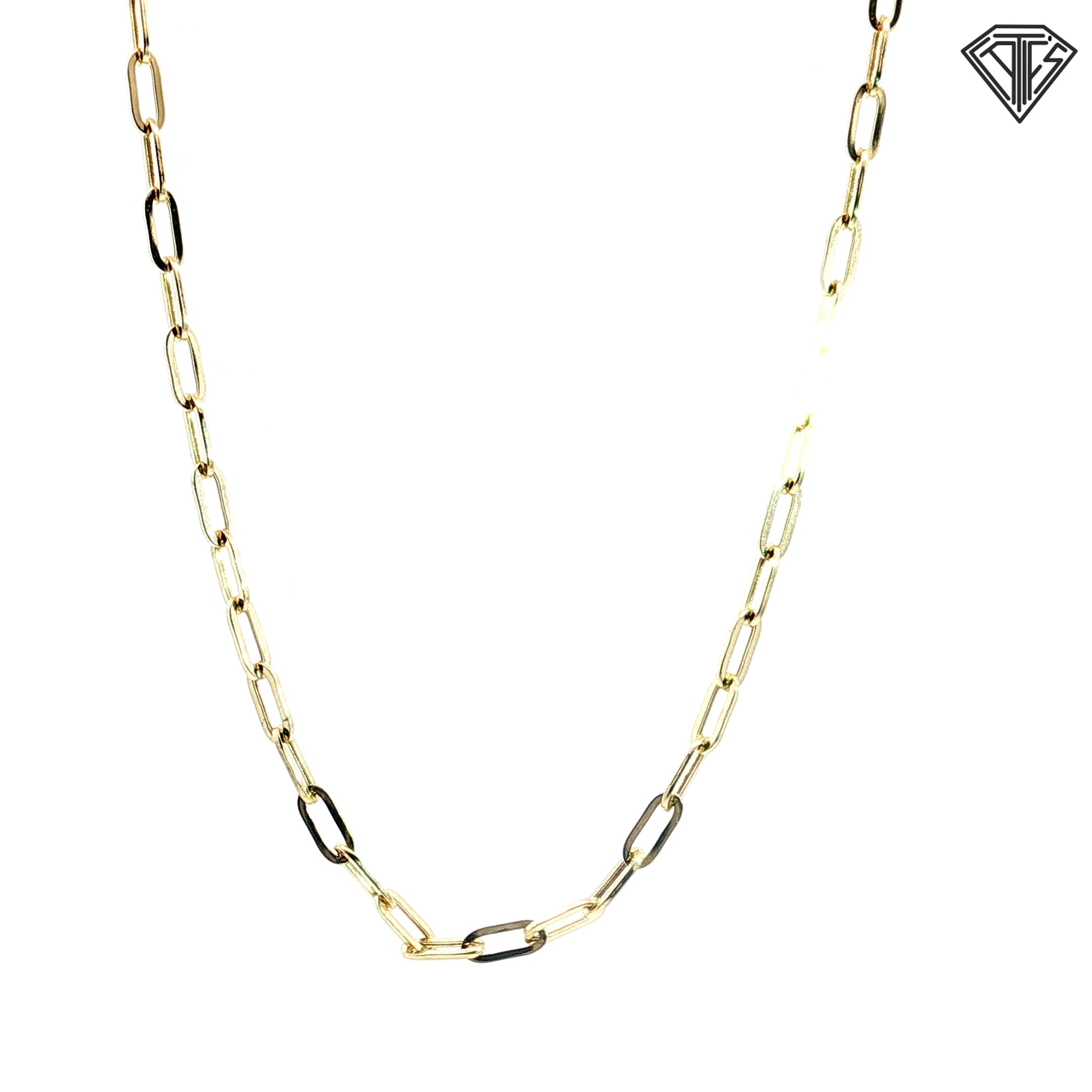 14k White and Yellow Gold Medium Paper Clip Link Necklace 20"inch 4.8 gram