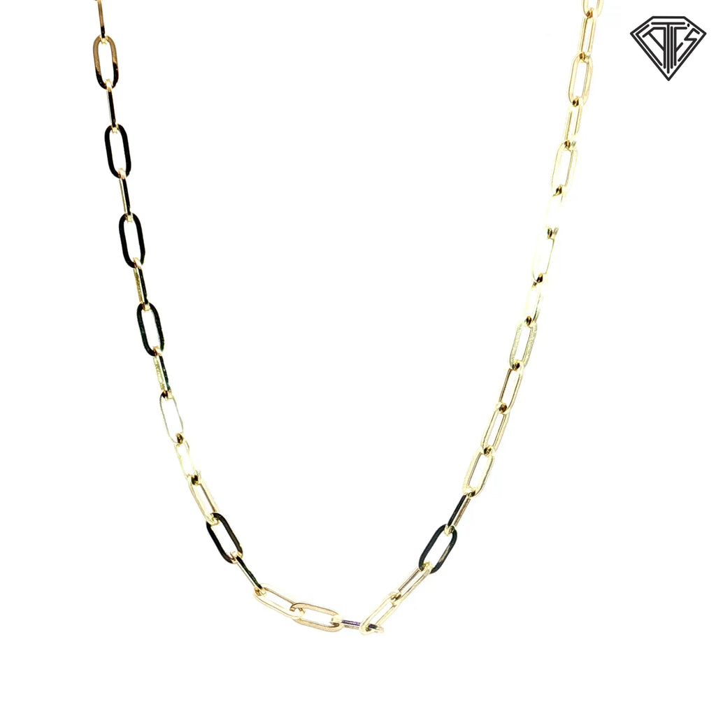 14k White and Yellow Gold Medium Link Paper Clip Link Bracelet 8"inch 2.2 gram