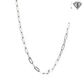 14k White and Yellow Gold Medium Paper Clip Link Necklace 20"inch 4.8 gram