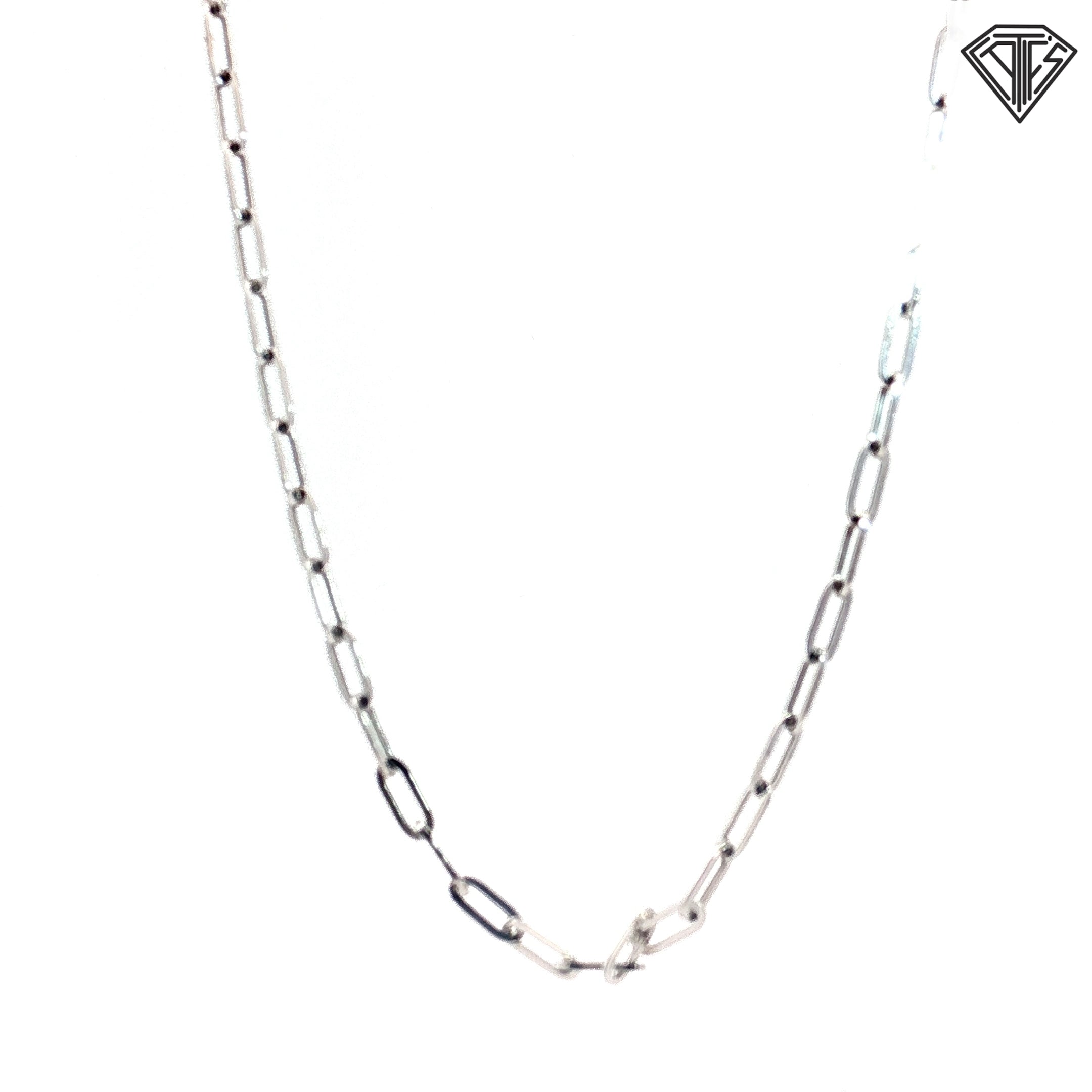 14k White and Yellow Gold Medium Paper Clip Link Necklace 20"inch 4.8 gram