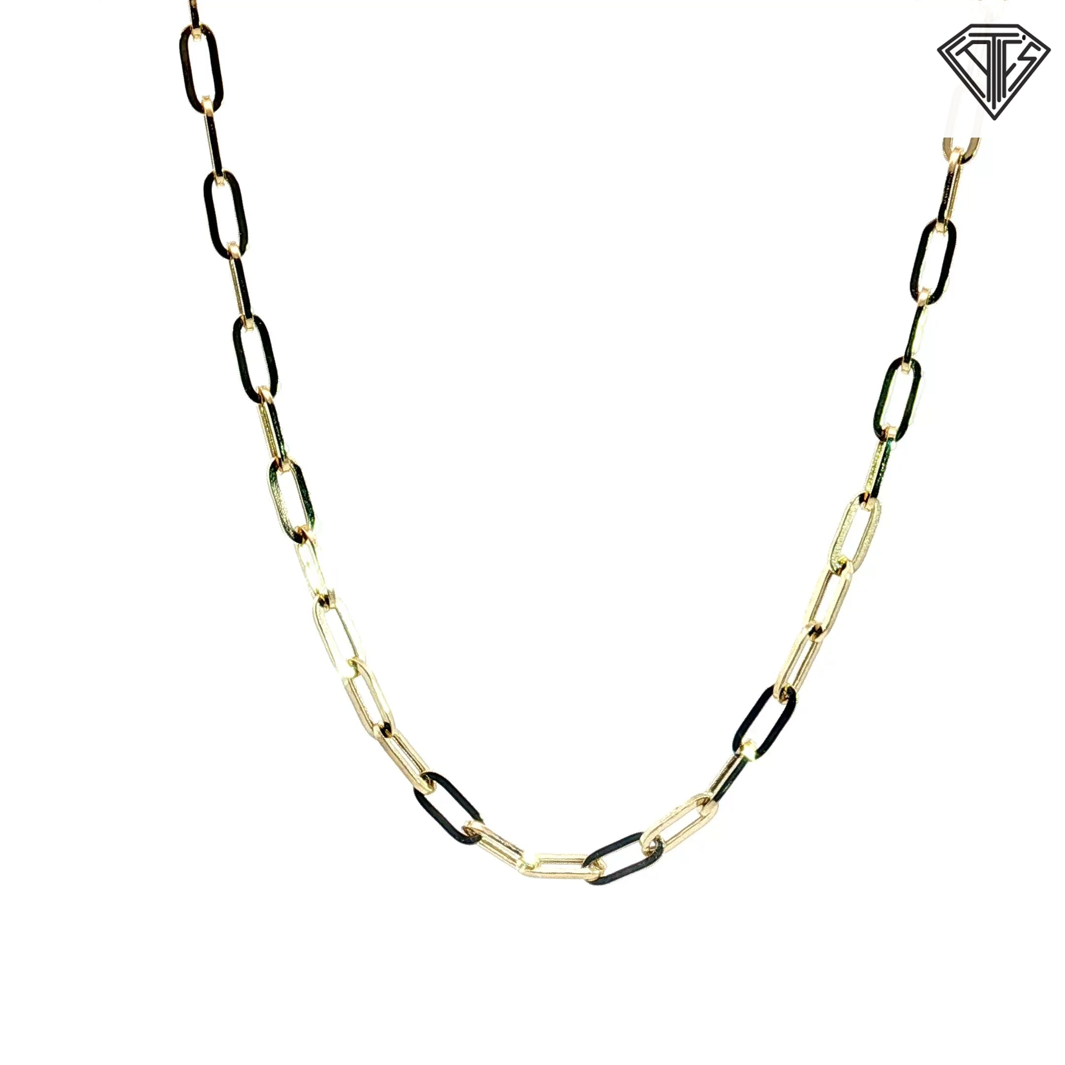 14k Yellow Gold Medium Paper Clip Link Necklace 24"inch 5.5 gram
