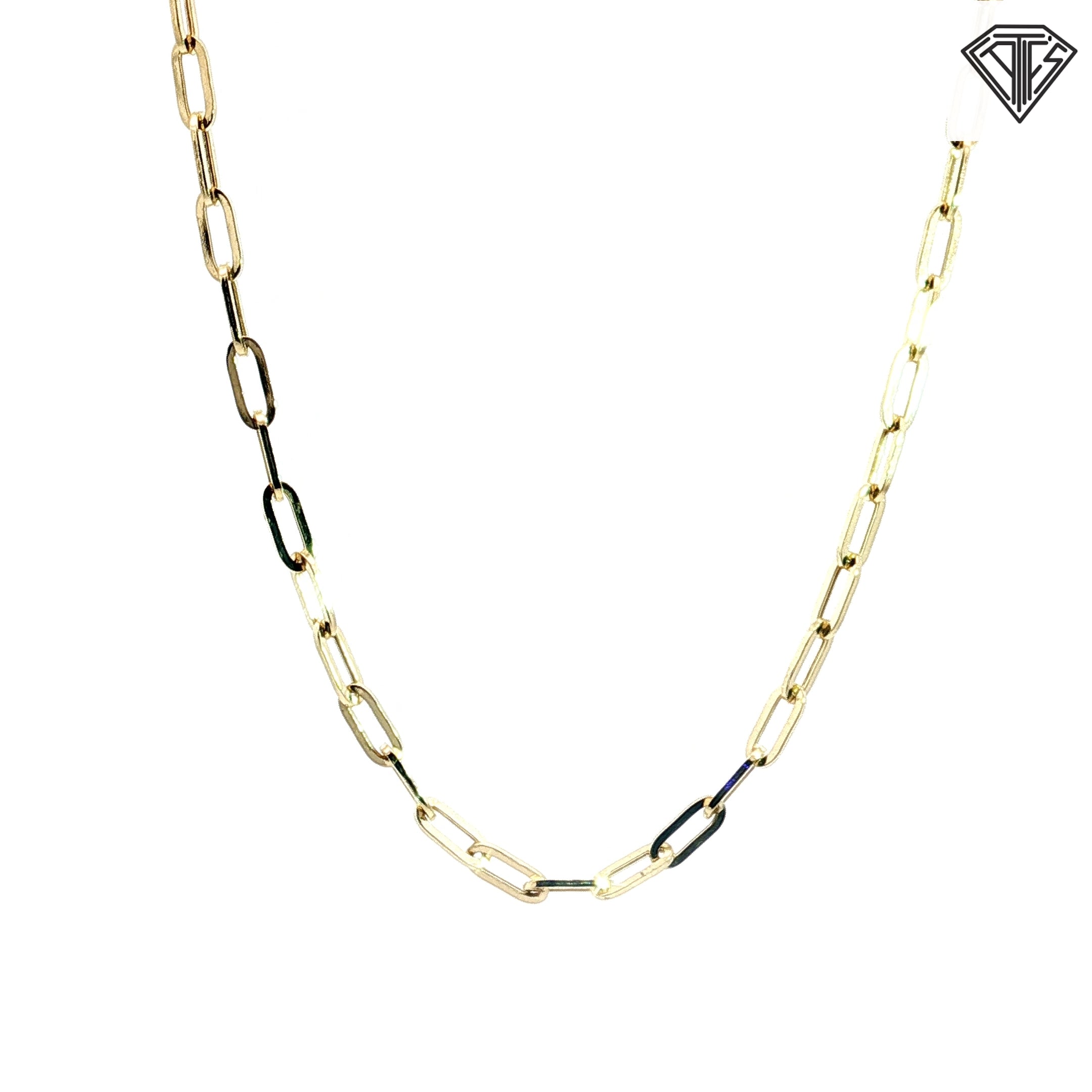 14k Yellow Gold Medium Paper Clip Link Necklace 24"inch 5.5 gram