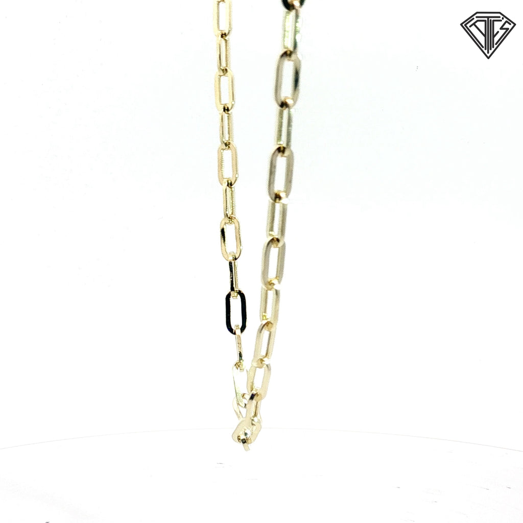 14k Yellow Gold Large Paper Clip Link Bracelet 8"inch 3.0 gram