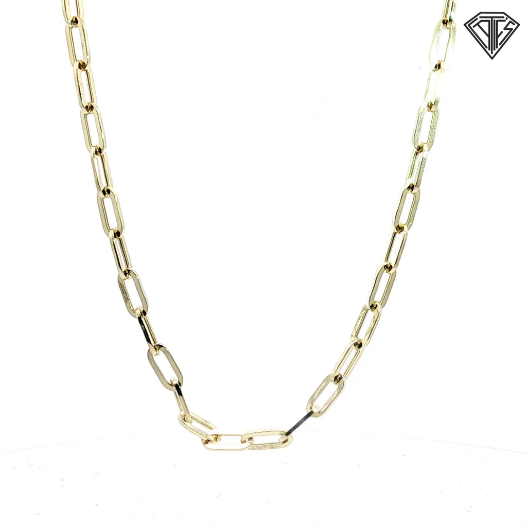 14k Yellow Gold Large Paper Clip Link Necklace  22"inch 7.6 gram