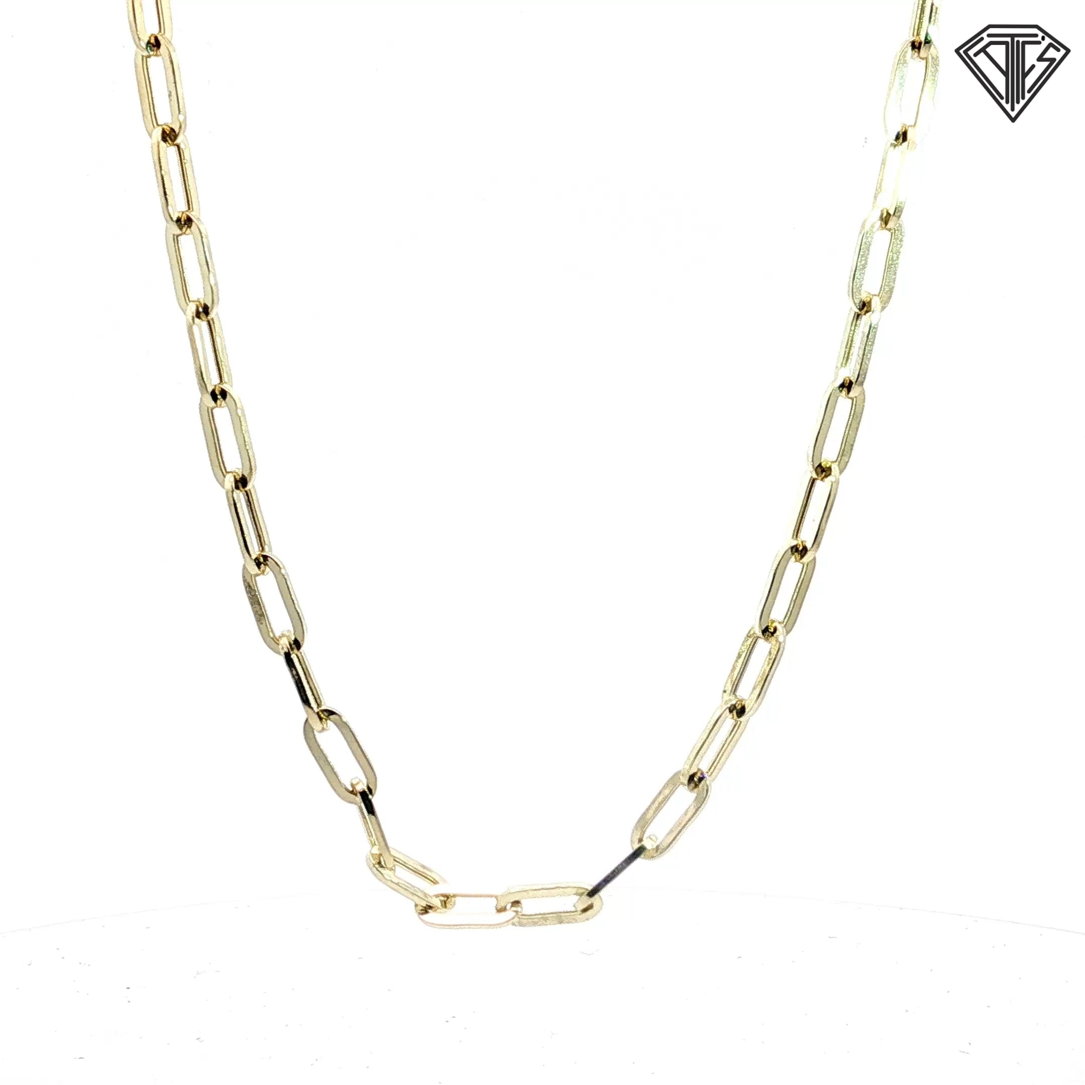 14k Yellow Gold Large Paper Clip Link Necklace  22"inch 7.6 gram