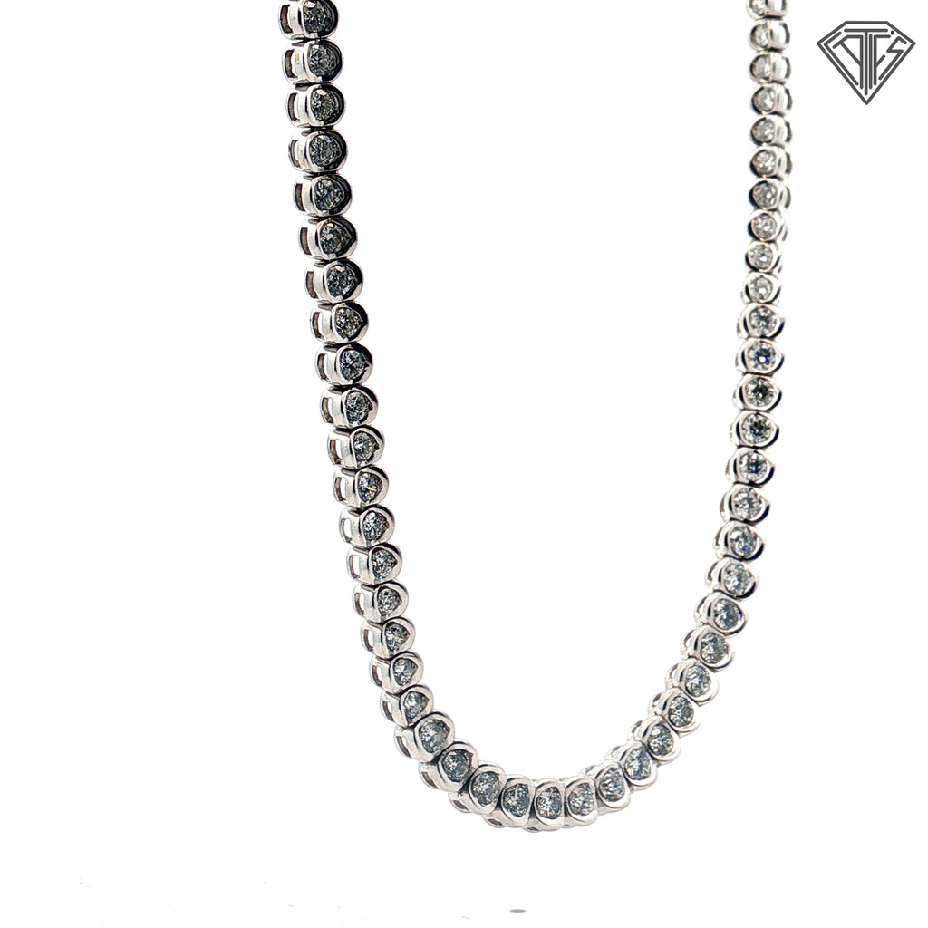 14k White Gold 6.00ct G/H  SI1/ SI2 Round Diamond Graduated Bezel Set Riviera Necklace