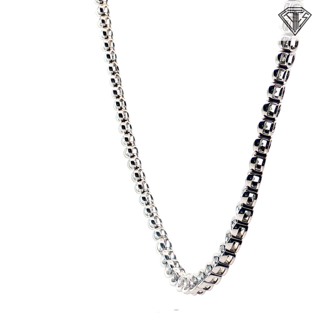 14k White Gold 6.00ct G/H  SI1/ SI2 Round Diamond Graduated Bezel Set Riviera Necklace