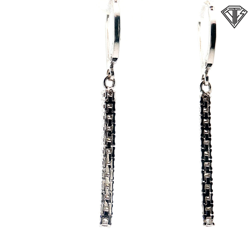 14k White Gold .25ct G VS2 Round Diamond Lever Back Dangles Earrings 1"inch