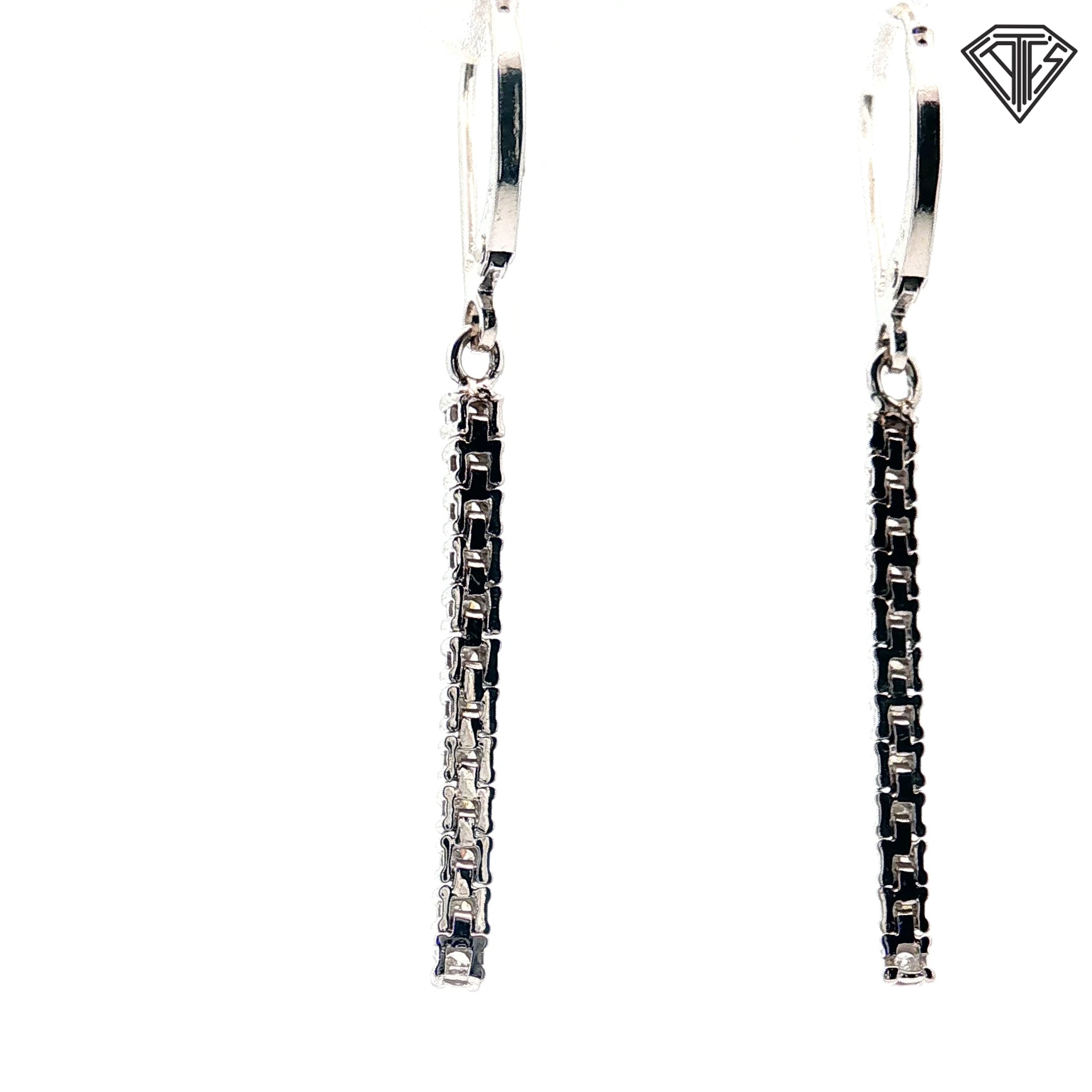 14k White Gold .25ct G VS2 Round Diamond Lever Back Dangles Earrings 1"inch