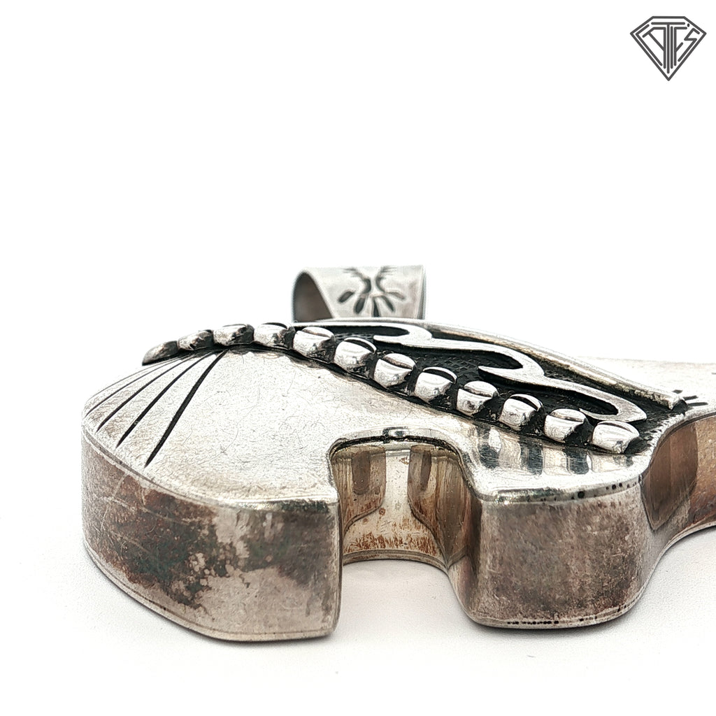 Vintage Native American Sterling Silver Bear Pendant with Tribal Detailing 17.9 gram 2"in X 2"in