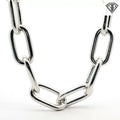 Silver Chunky Elongated Paper Clip Necklace  18"inch 240 gram