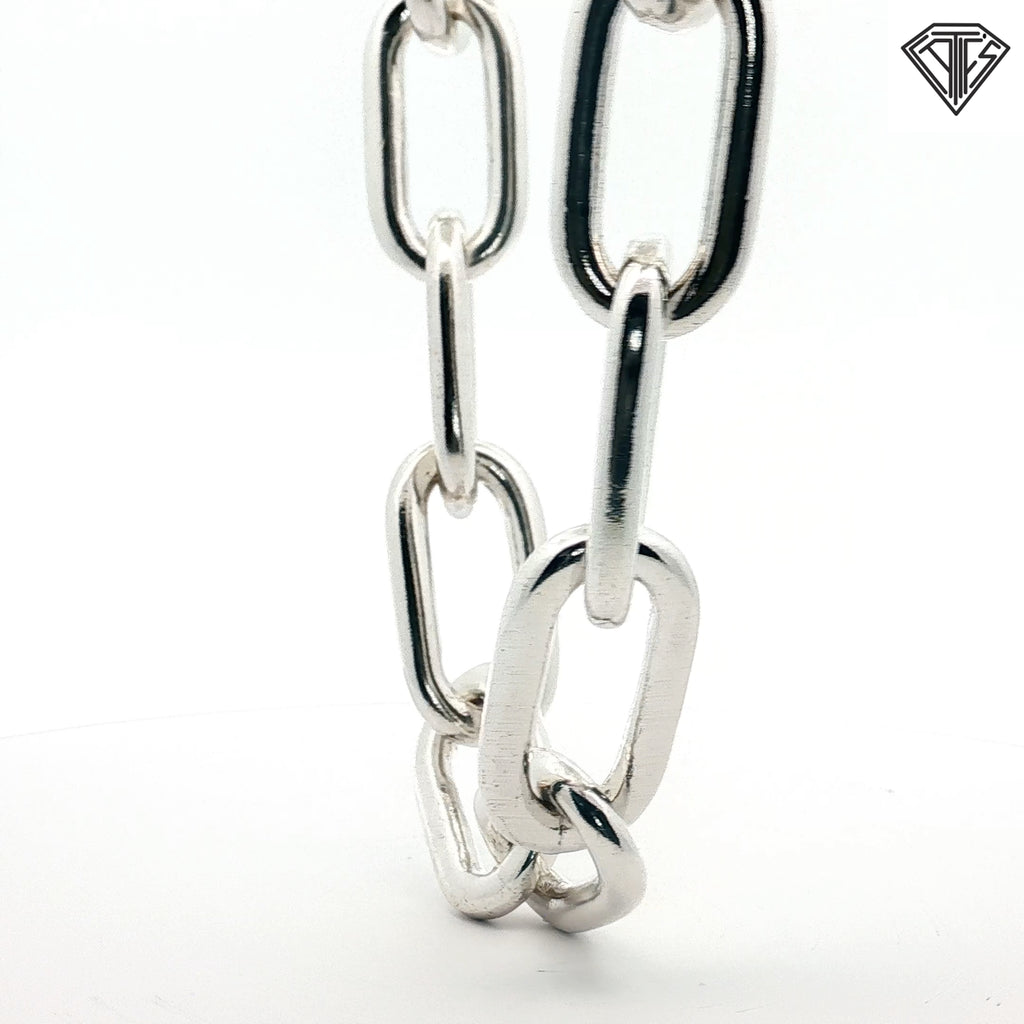 Silver Chunky Elongated Paper Clip Necklace  18"inch 240 gram