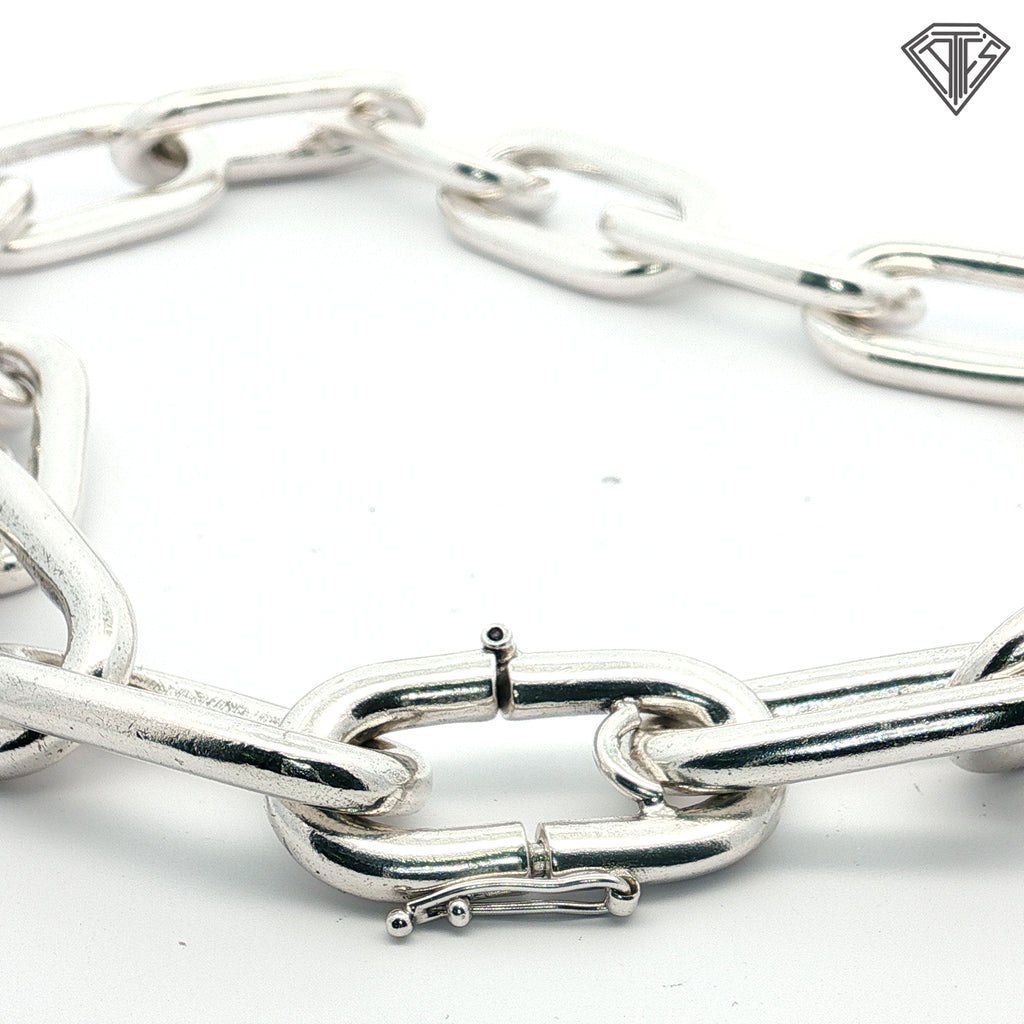 Silver Chunky Elongated Paper Clip Necklace  18"inch 240 gram