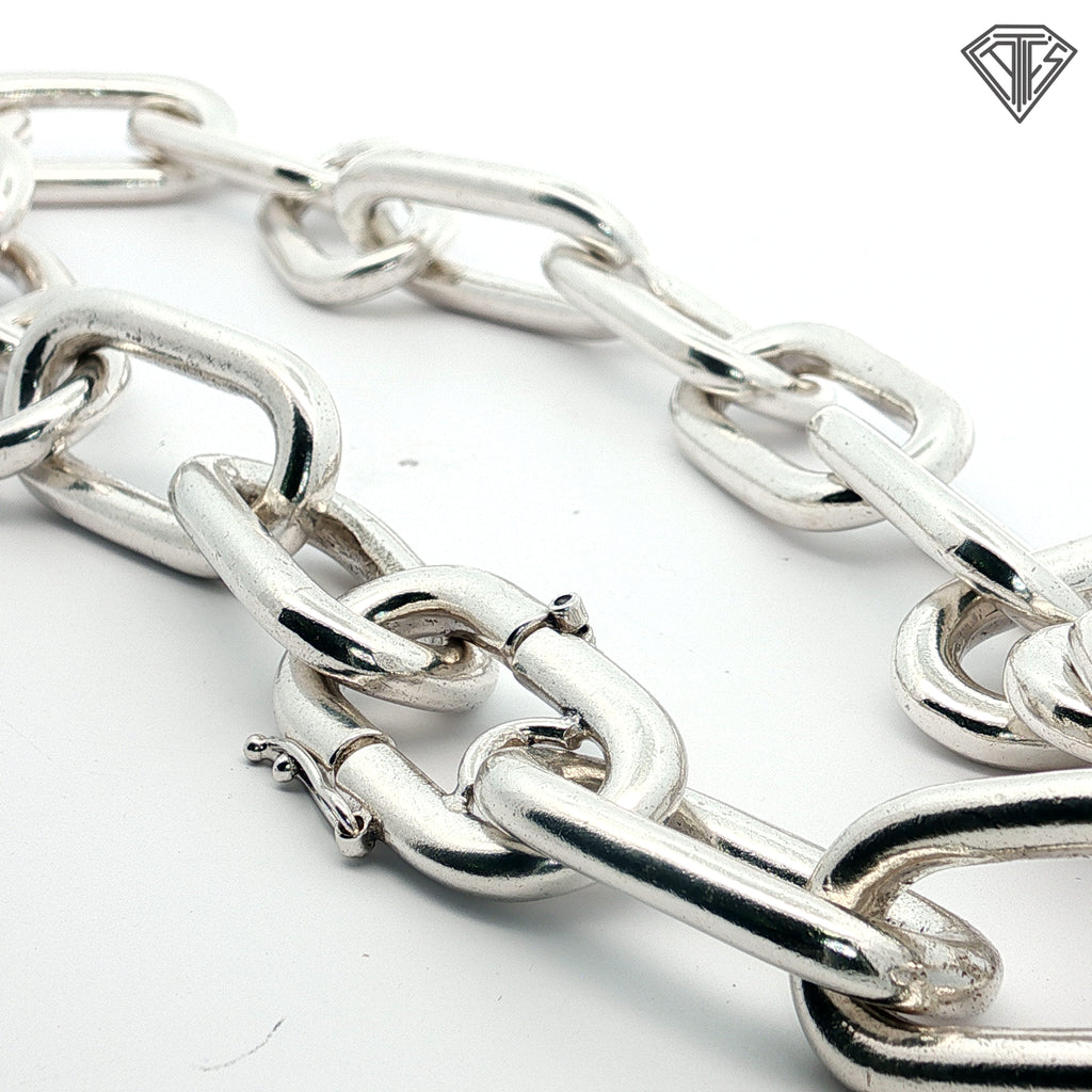 Silver Chunky Elongated Paper Clip Necklace  18"inch 240 gram