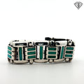 Vintage South Western Style Silver and Turquoise Toggle Bracelet 8"inch