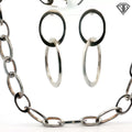 Sterling Silver Set with Oval Linked Necklace 38"inch/ Earrings 3"inch and Bracelet 9"inch 216.2 gram