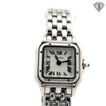 Pre-Owned Panthere De Cartier Mini Model 23mm x 30mm / 6mm Thick / Quartz Movement/ Steel/ Roman Numerals