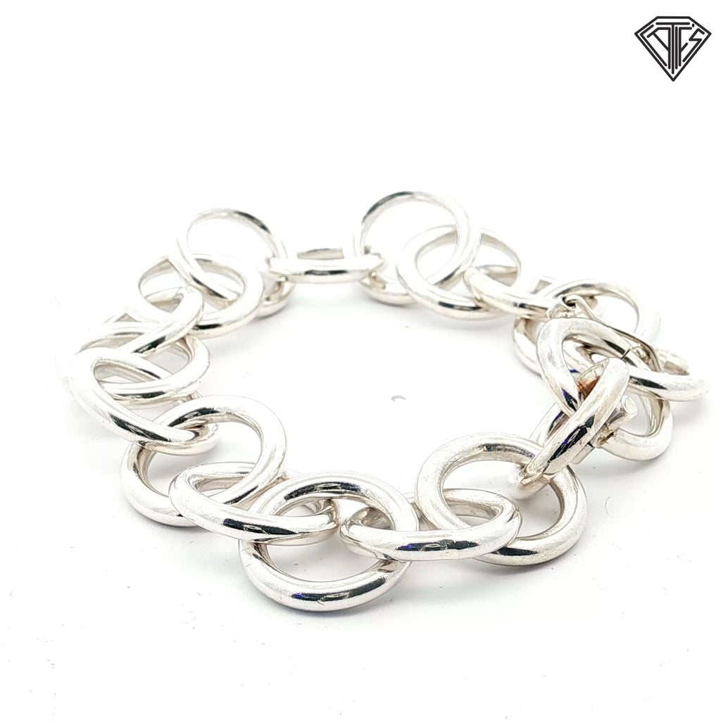 Pre-Loved Kalibre Sterling Silver Chunky Round Link Chain and bracelet 135.9 gram
