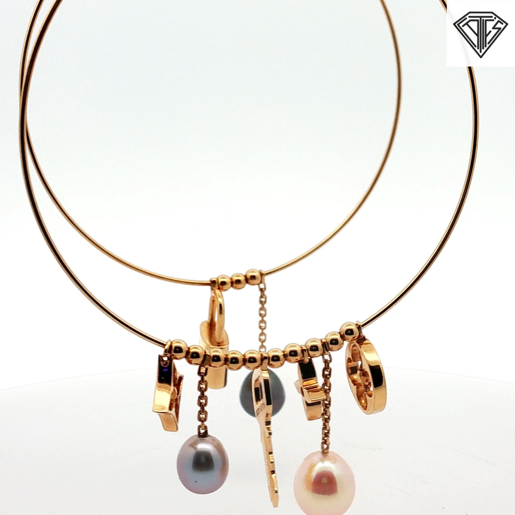 Pre-Loved Louis Vuitton 18k Yellow Gold Creole Pearl and Monogram Charm Hoop Earrings