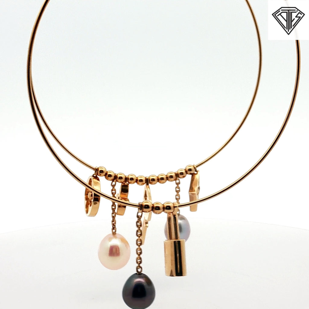 Pre-Loved Louis Vuitton 18k Yellow Gold Creole Pearl and Monogram Charm Hoop Earrings
