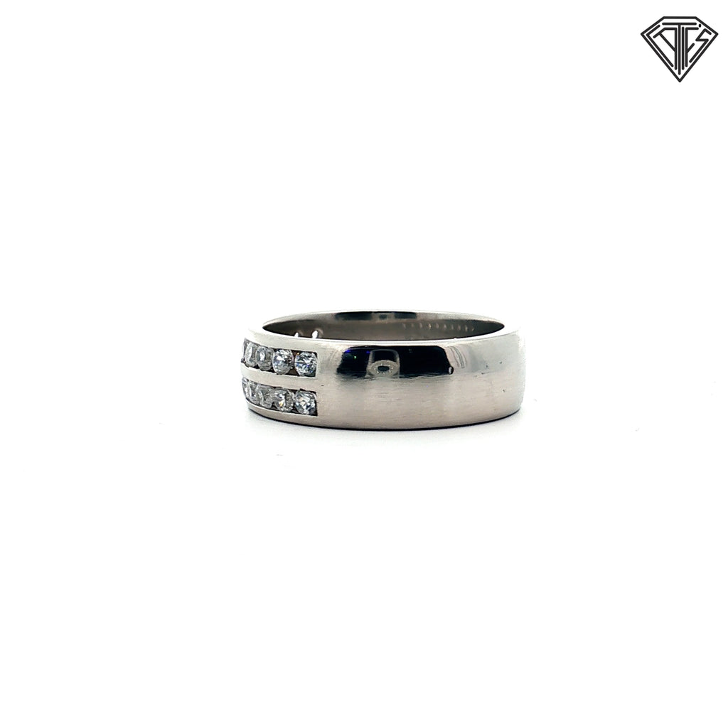 Platinum .75ct F VS2 (2) Row Round Diamond Men Wedding Band 18.3 gram  7mm Size 11
