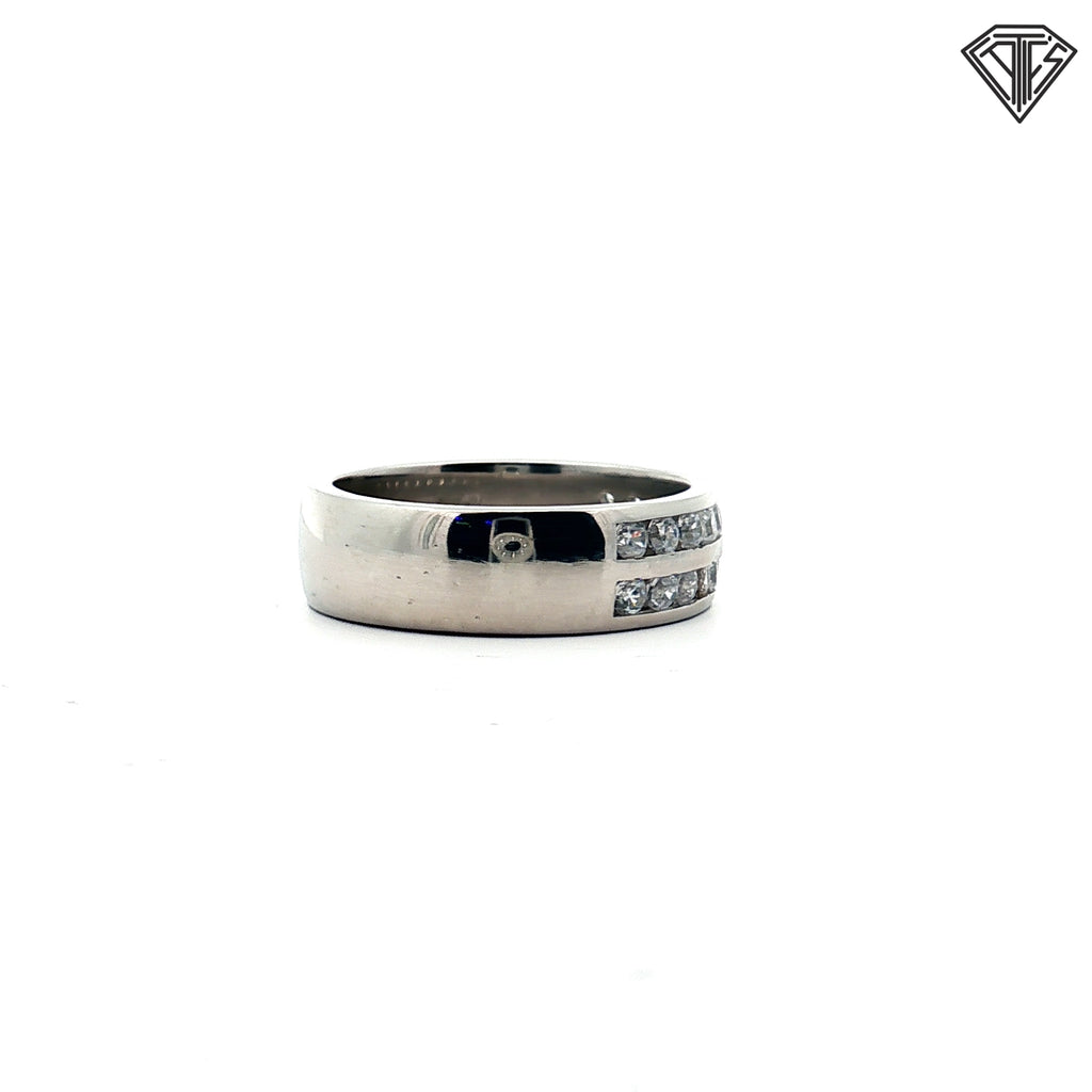 Platinum .75ct F VS2 (2) Row Round Diamond Men Wedding Band 18.3 gram  7mm Size 11