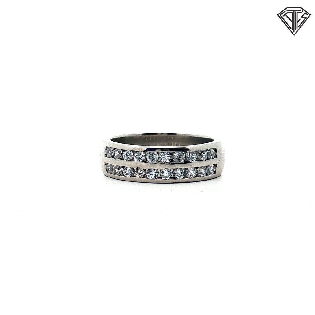Platinum .75ct F VS2 (2) Row Round Diamond Men Wedding Band 18.3 gram  7mm Size 11