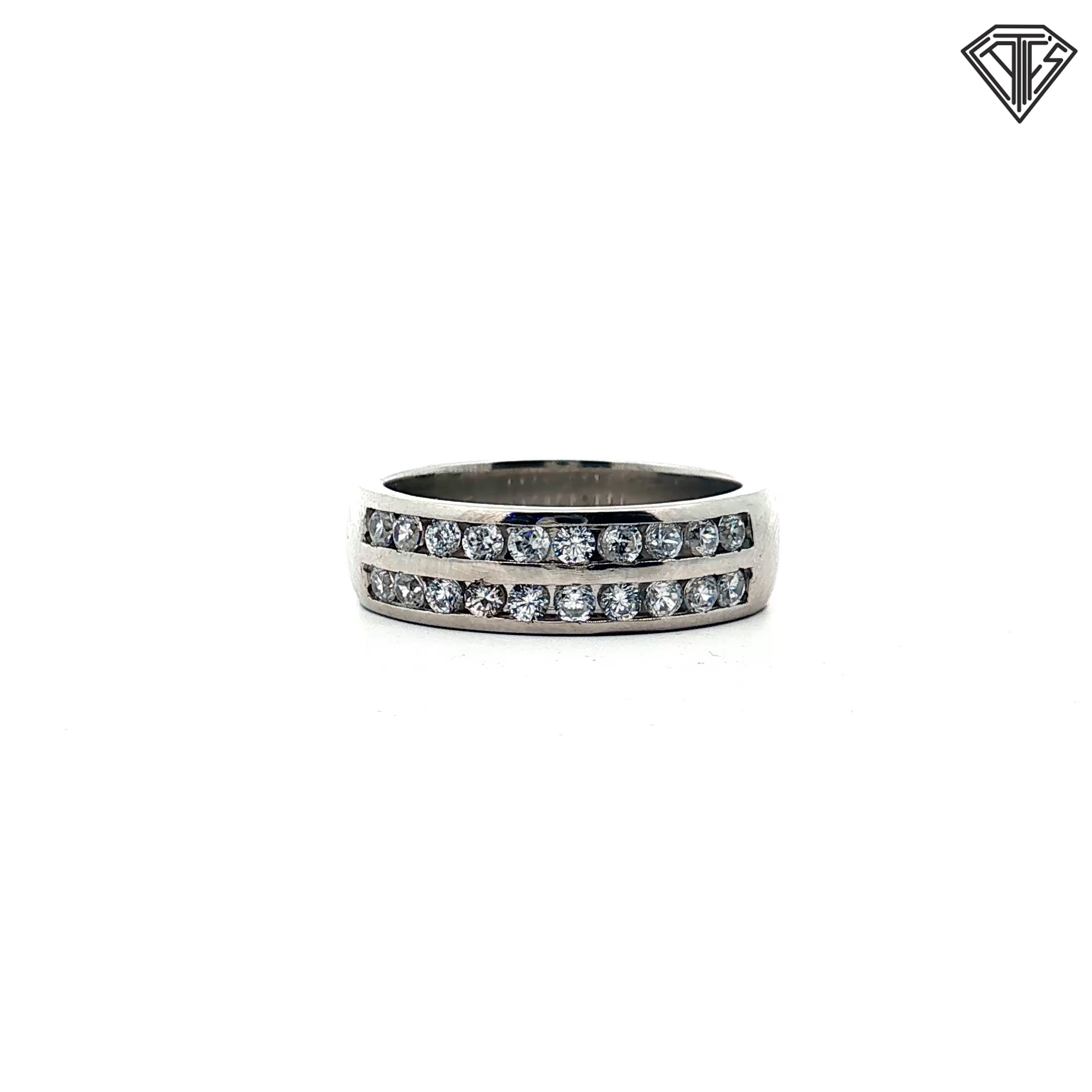 Platinum .75ct F VS2 (2) Row Round Diamond Men Wedding Band 18.3 gram  7mm Size 11