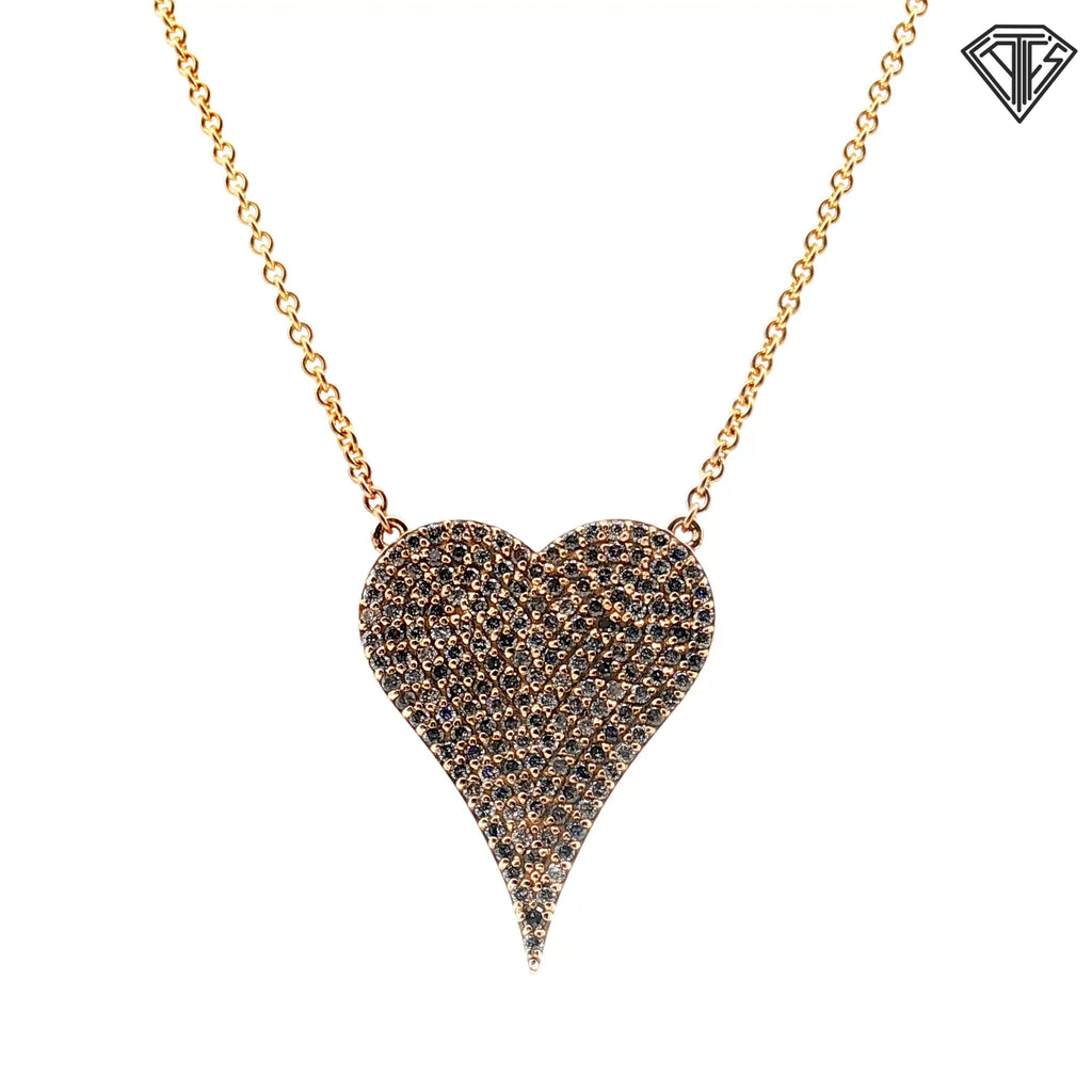 14k Yellow Gold 1.00ct I SI1 Round Diamond Heart Pendant 7.3 gram 18" inch