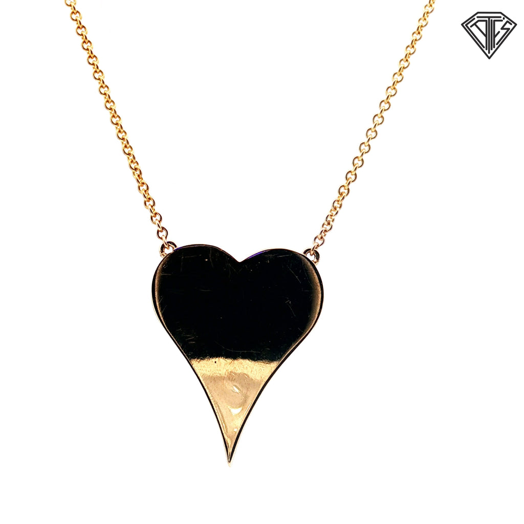 14k Yellow Gold 1.00ct I SI1 Round Diamond Heart Pendant 7.3 gram 18" inch