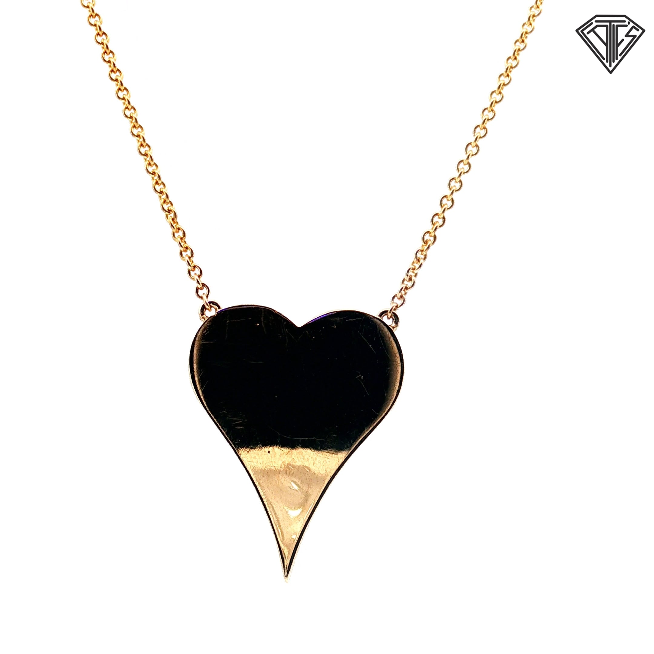 14k Yellow Gold 1.00ct I SI1 Round Diamond Heart Pendant 7.3 gram 18" inch
