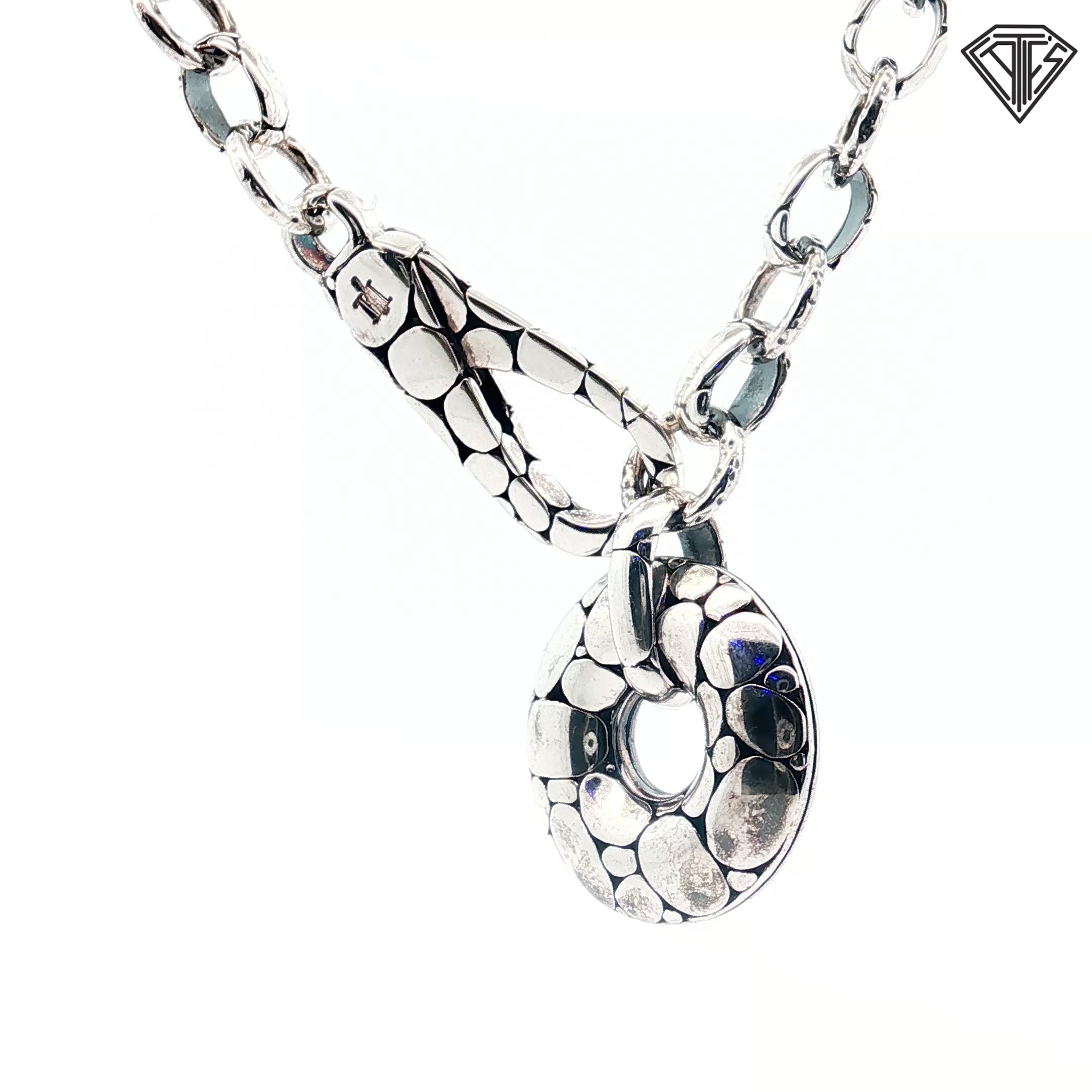 Pre-Loved John Hardy Sterling Silver Kali Link Pebble Charm Necklace