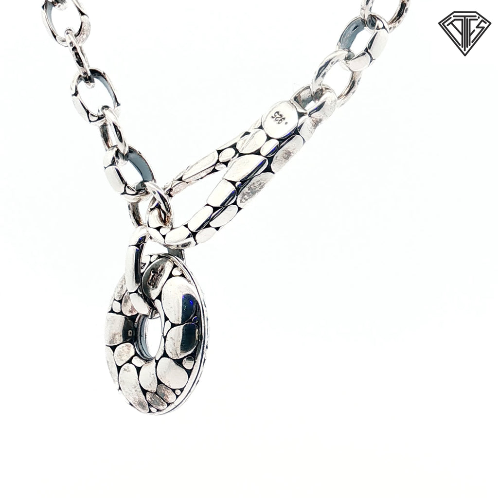 Pre-Loved John Hardy Sterling Silver Kali Link Pebble Charm Necklace