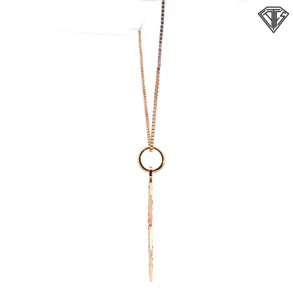 18k Yellow Gold 1.50ct Round Rubies Star of David with 22"inch Adjustable Necklace