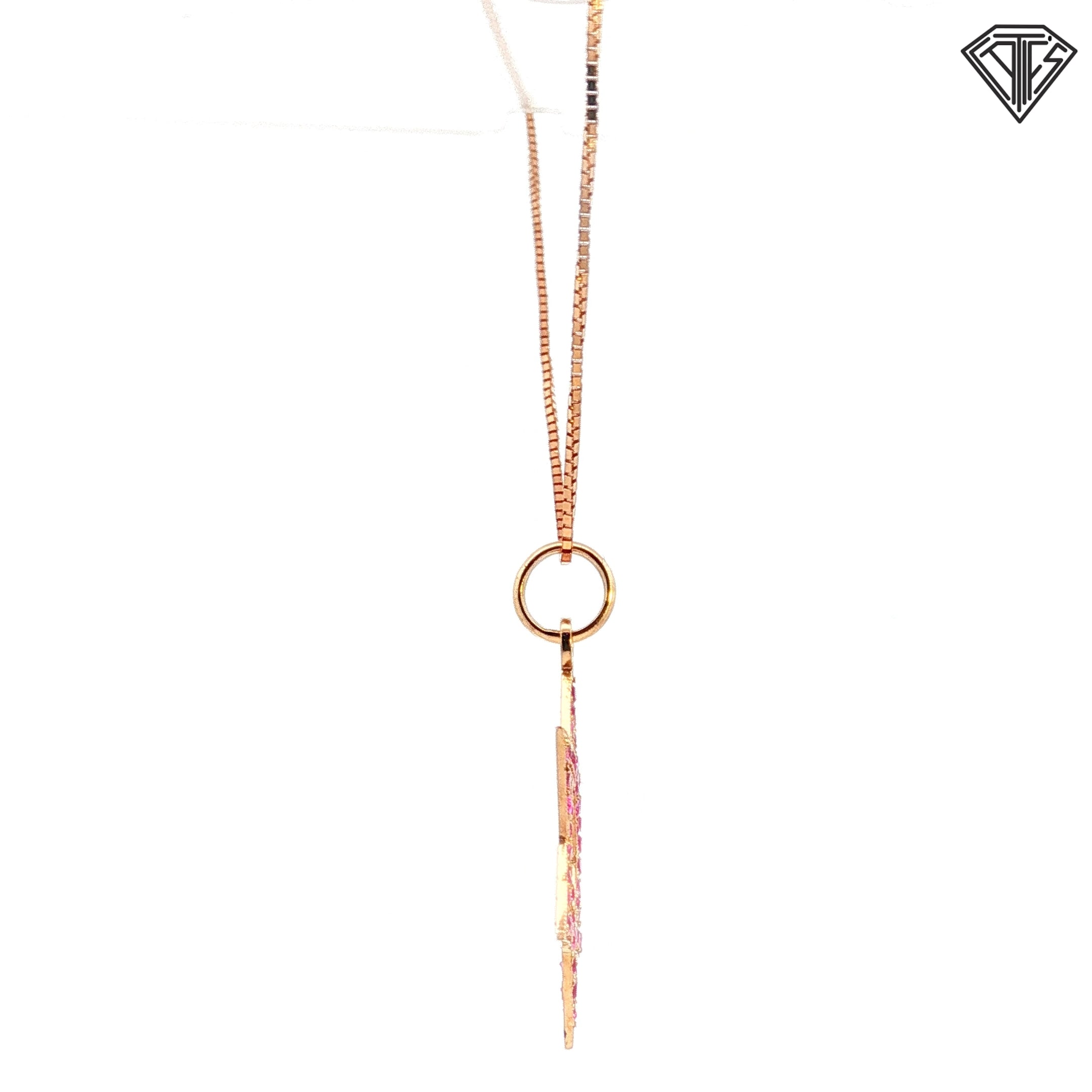 18k Yellow Gold 1.50ct Round Rubies Star of David with 22"inch Adjustable Necklace