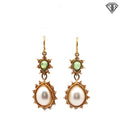 18k Yellow Gold Mabe Pearl / Labradorite Starburst Drop Earrings Designed By Anthony Nak