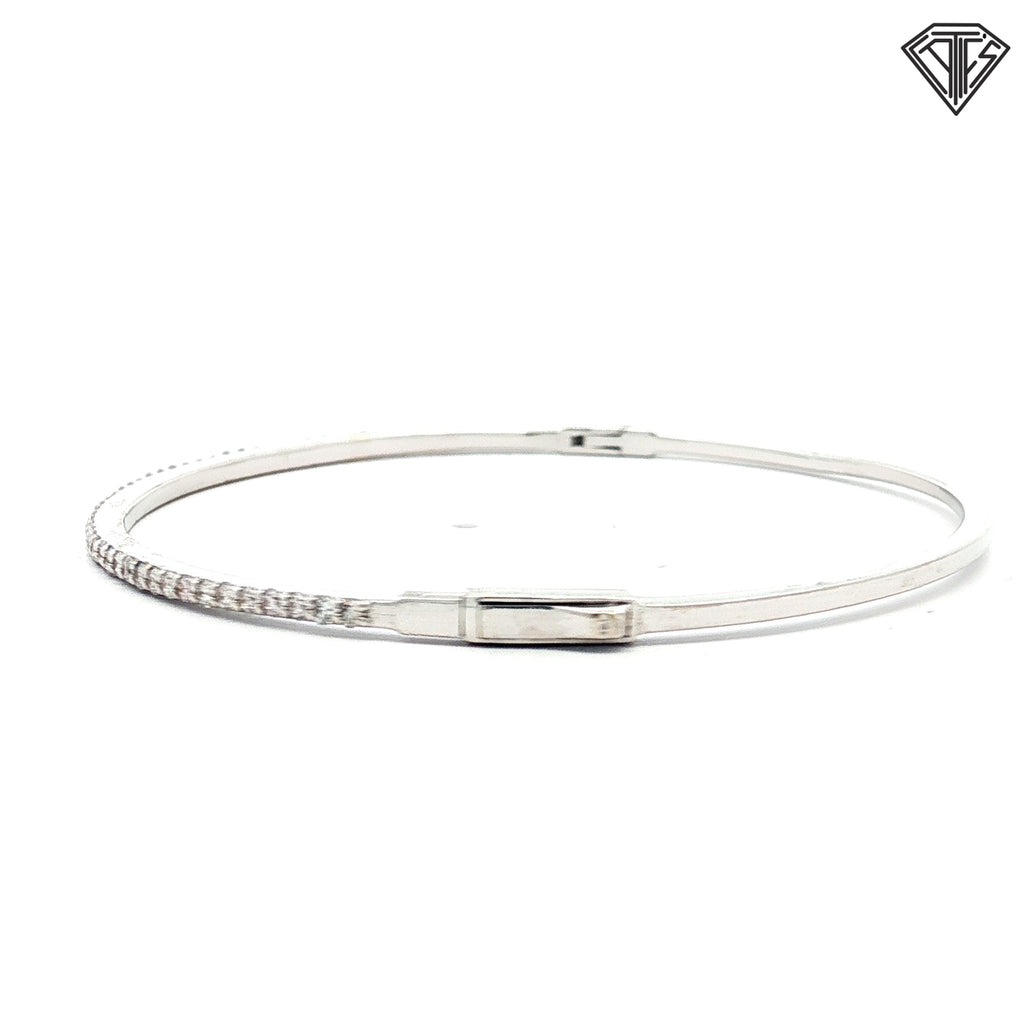 14k White Gold .50ct F VS2 Round Diamond Bangle Bracelet 1.5mm  6"inch