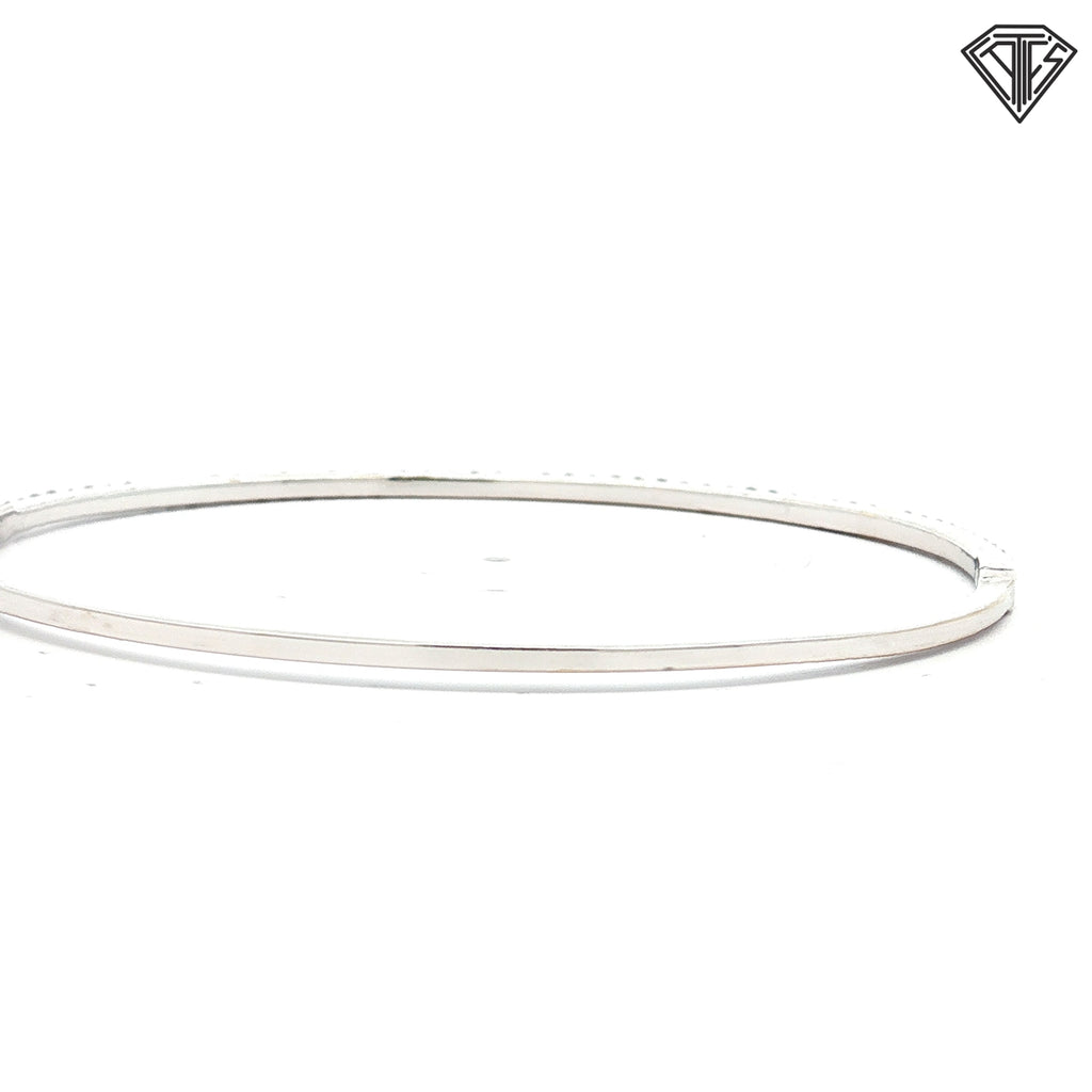14k White Gold .50ct F VS2 Round Diamond Bangle Bracelet 1.5mm  6"inch