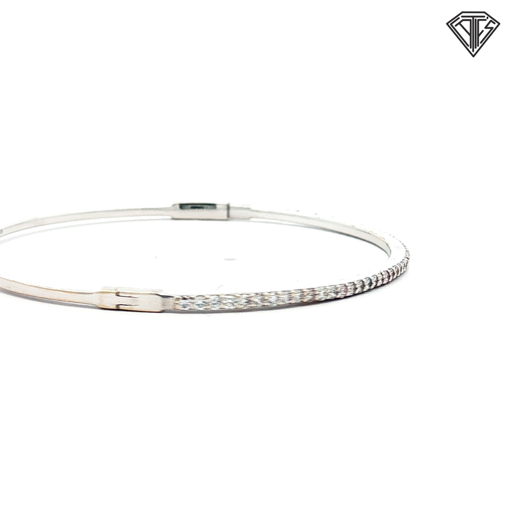 14k White Gold .50ct F VS2 Round Diamond Bangle Bracelet 1.5mm  6"inch
