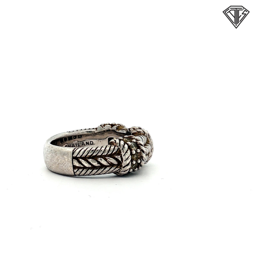 Pre-Loved Judith Ripka Silver Round Cubic Zirconium Stone Band Size 6.5