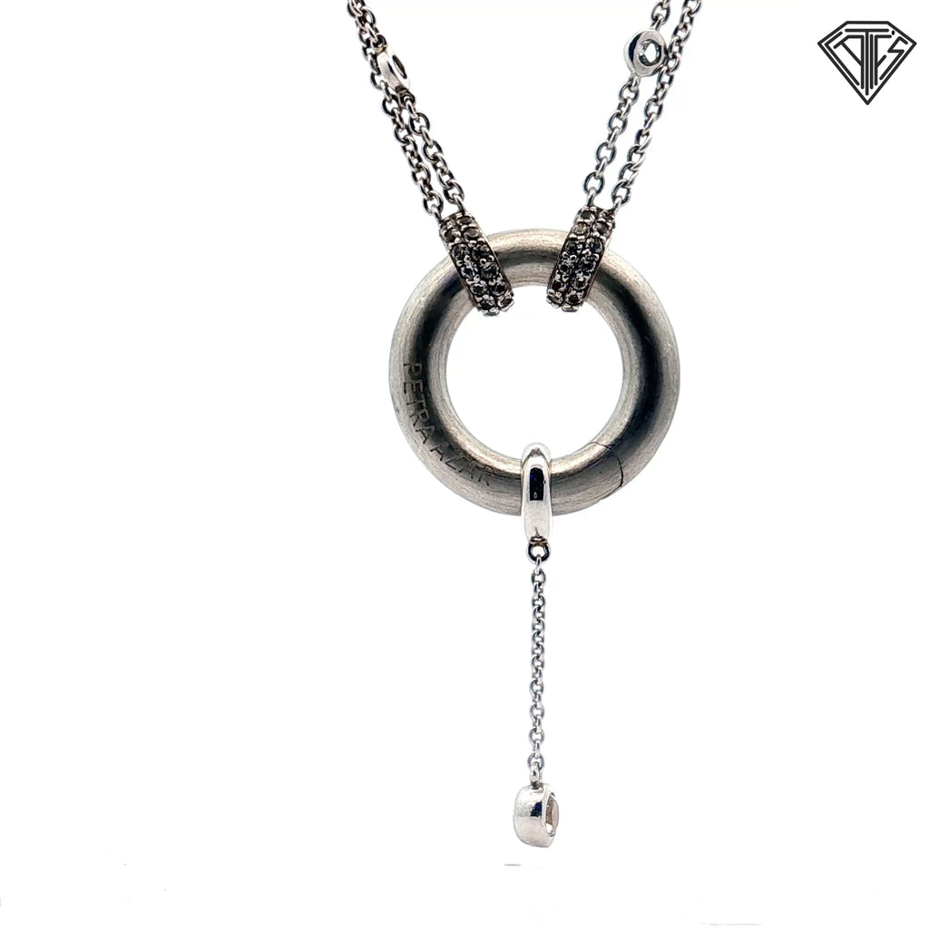 Silver (925) / Round Cubic Zirconium with Magnetic Clasp Circle of Love Necklace 18"inch Designed By Petra Azar