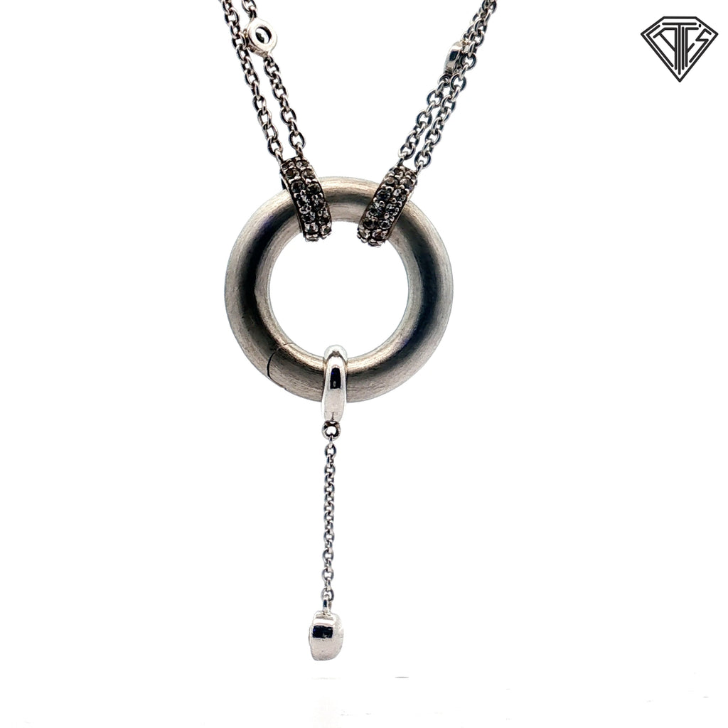 Silver (925) / Round Cubic Zirconium with Magnetic Clasp Circle of Love Necklace 18"inch Designed By Petra Azar